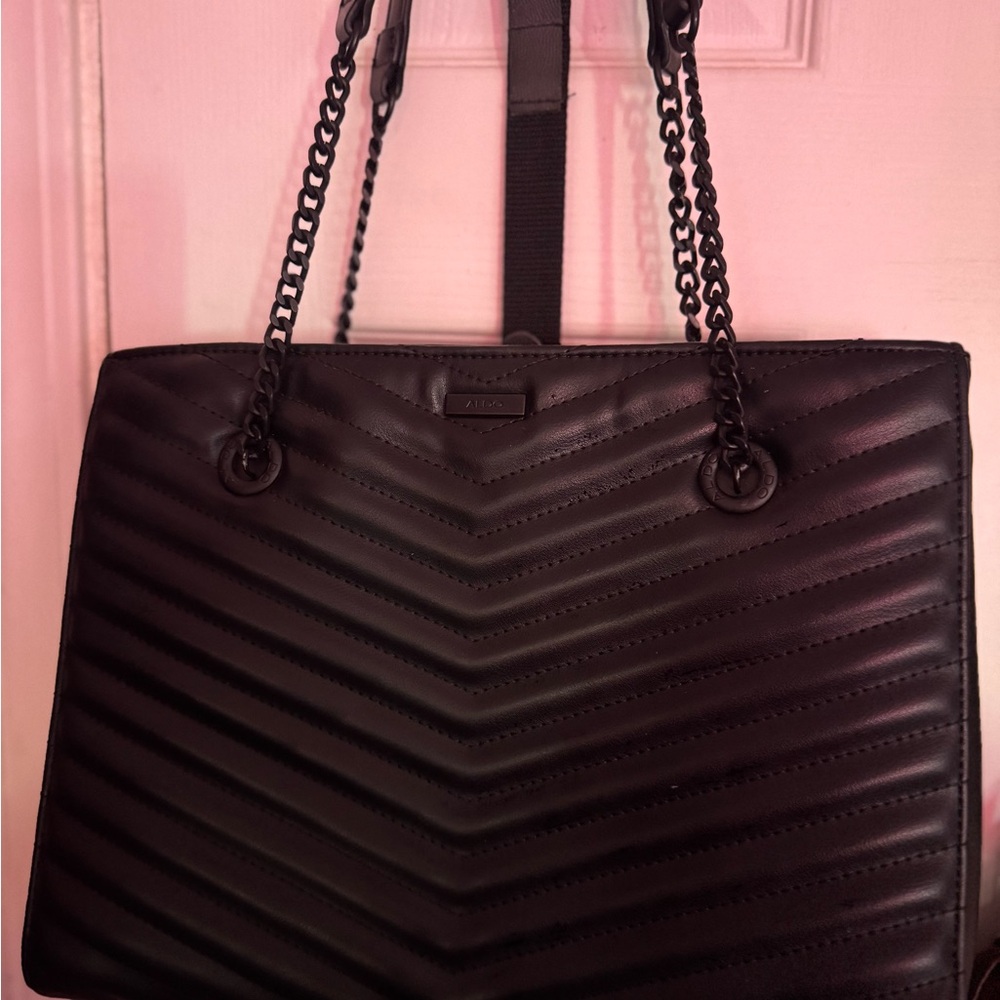 Aldo Black Chevron Shoulder Bag
